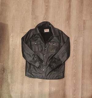 Levis Black Faux Leather Sherpa Trucker Jacket Size M